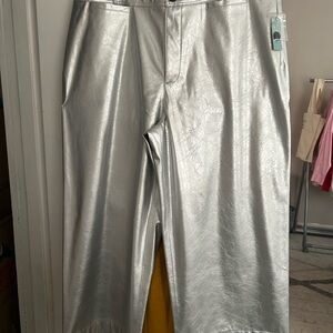 Anthropologie Shimmering Silver Trousers